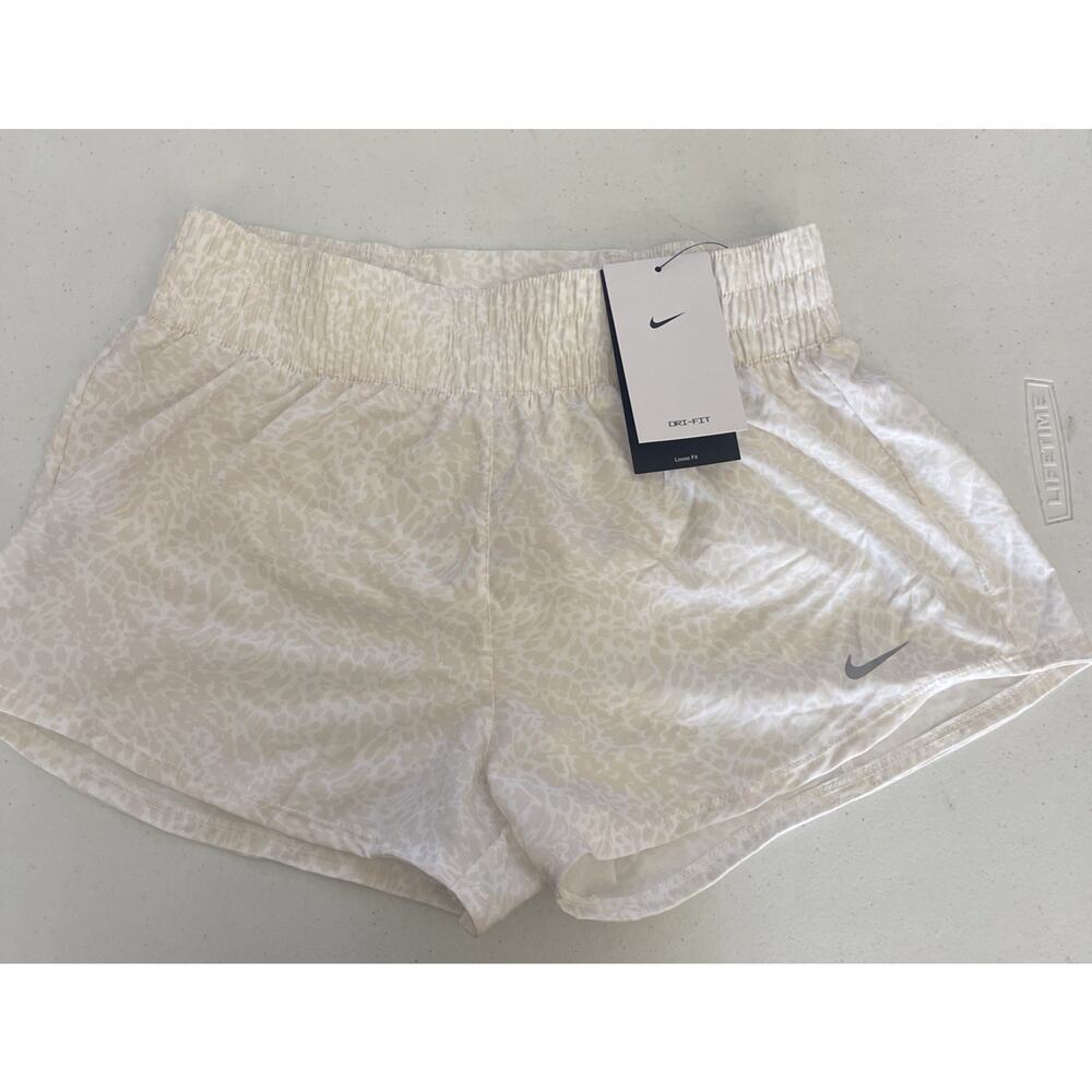 Nike Women's S One Dri-FIT Mid-Rise 3" Brief-Line Shorts in White/Phantom
